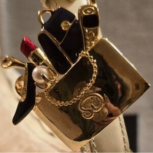 Vintage St. John Gold and Black Charm Purse Pin / Brooch